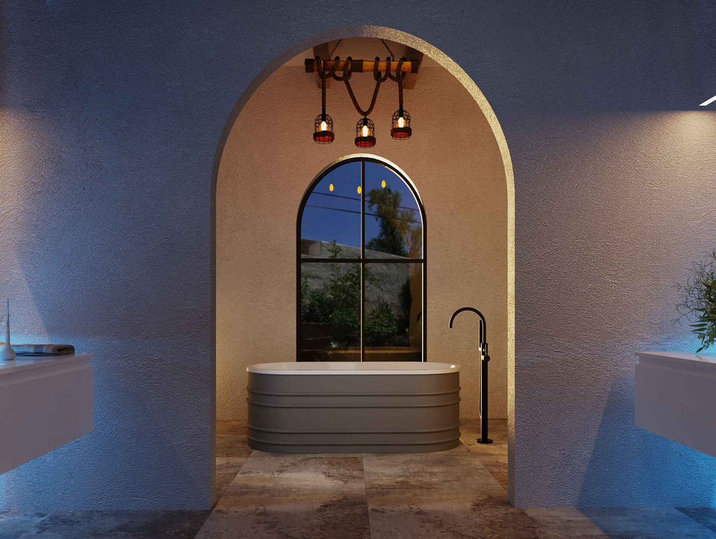 Belbagno Bucciano Resin Stone Bathtub 1675mm - Stone Grey - Wellsons