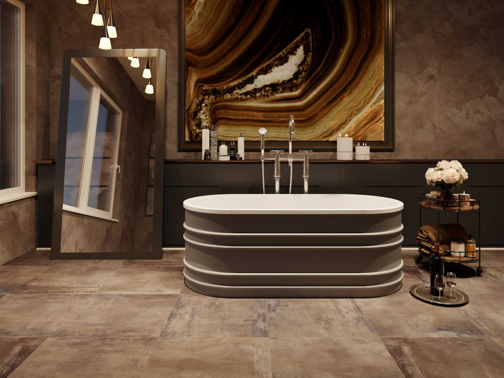 Belbagno Bucciano Resin Stone Bathtub 1675mm - Stone Grey - Wellsons