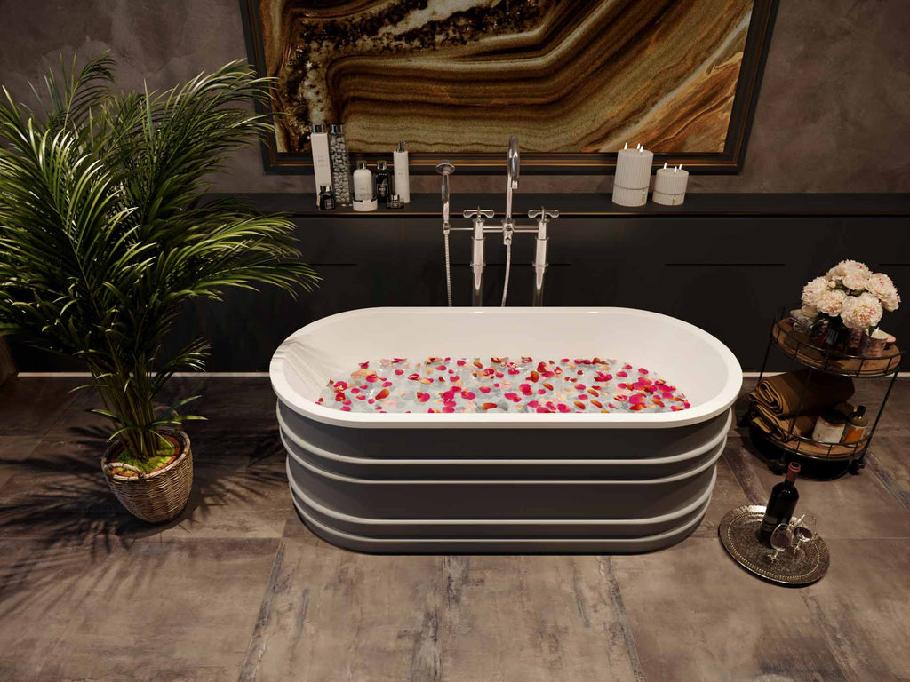 Belbagno Bucciano Resin Stone Bathtub 1675mm - Stone Grey - Wellsons