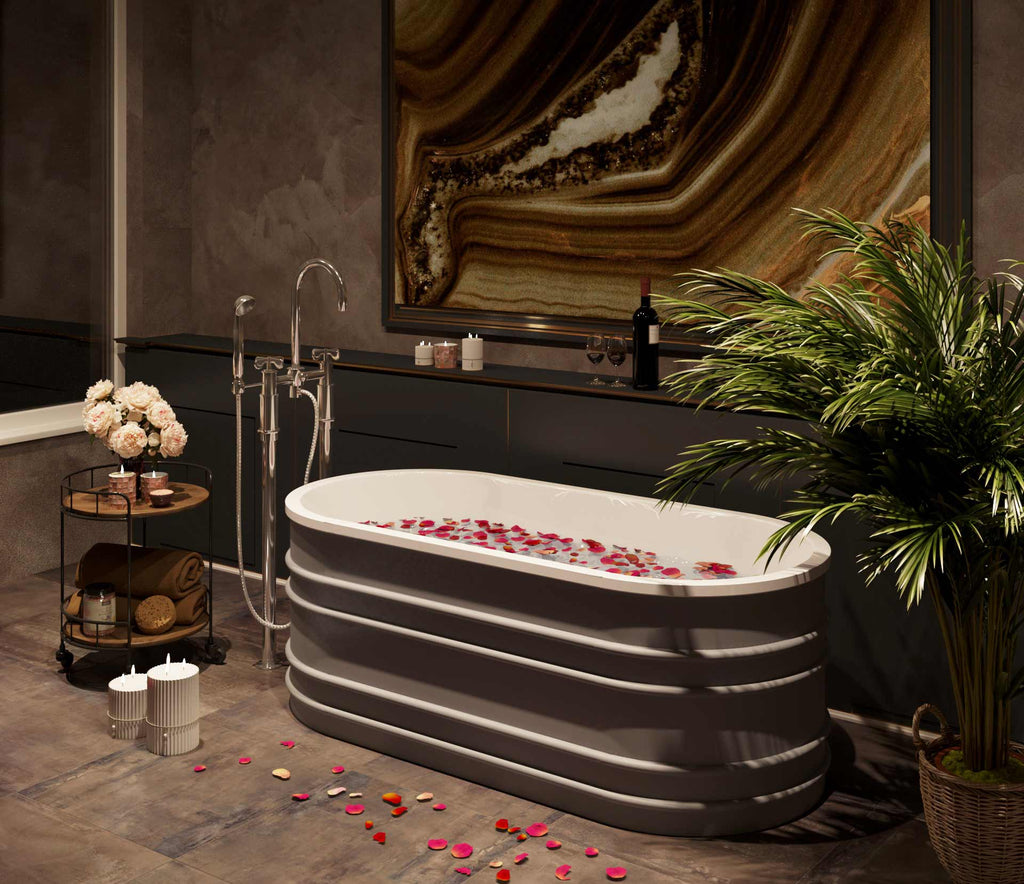 Belbagno Bucciano Resin Stone Bathtub 1675mm - Stone Grey - Wellsons