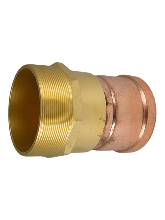 Copper Press Brass Male Coupling Water 100MM x 4" BSP - Wellsons