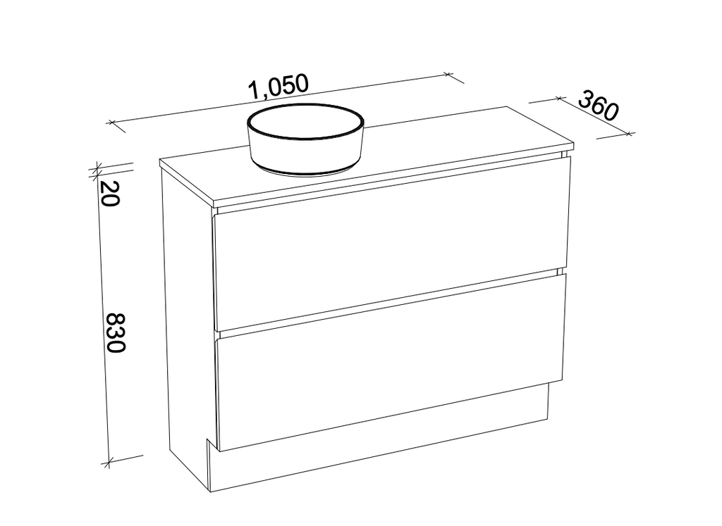 Timberline Billie Floor Standing Vanity with Silksurface Top & Basin