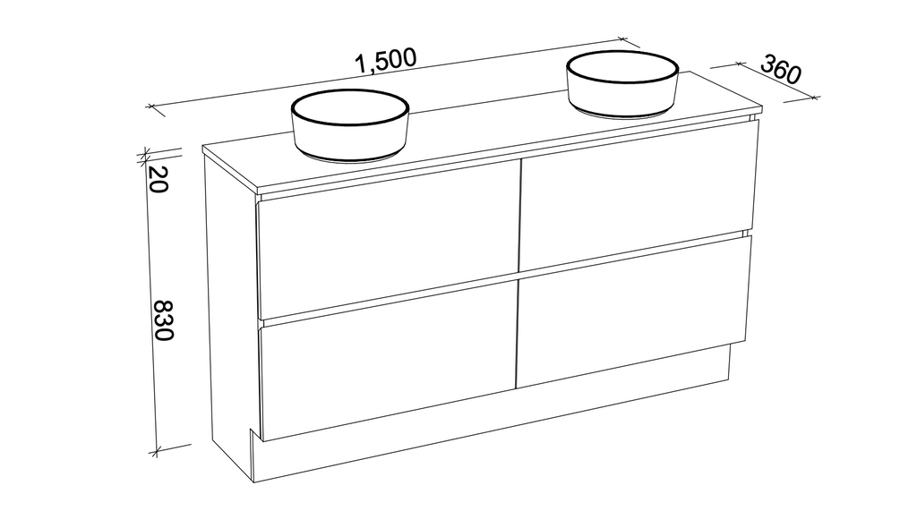 Timberline Billie Floor Standing Vanity with Silksurface Top & Basin