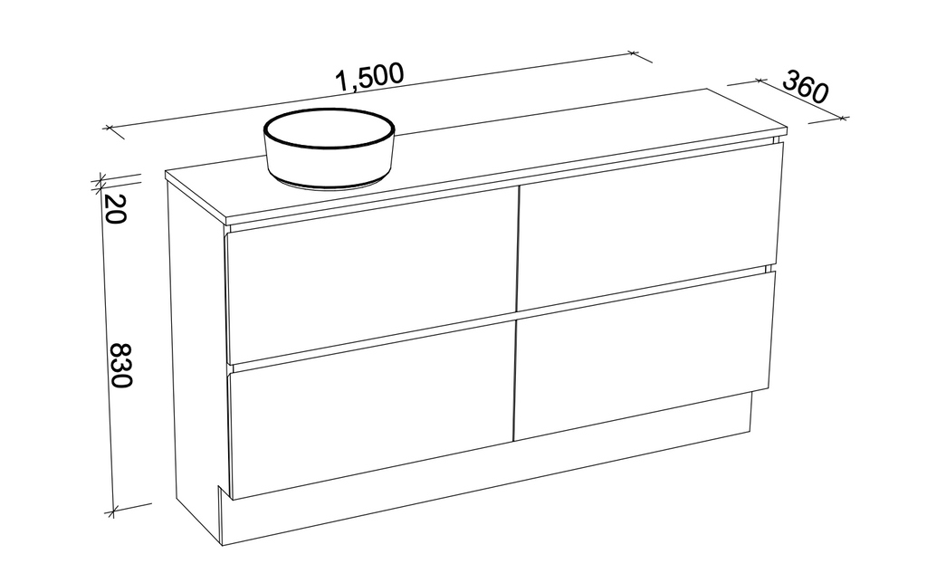 Timberline Billie Floor Standing Vanity with Silksurface Top & Basin