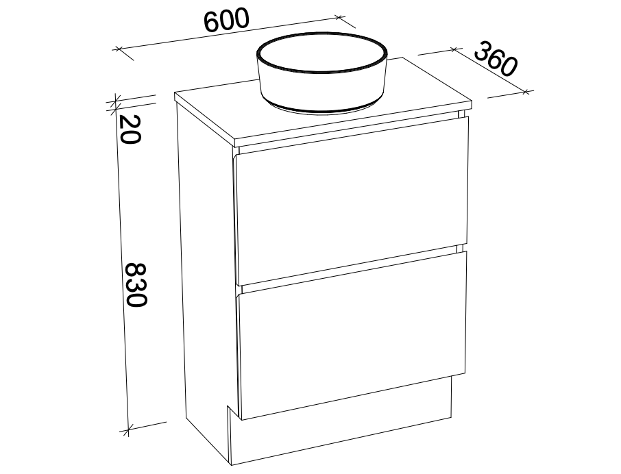 Timberline Billie Floor Standing Vanity with Silksurface Top & Basin