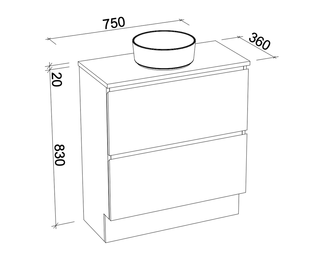 Timberline Billie Floor Standing Vanity with Silksurface Top & Basin