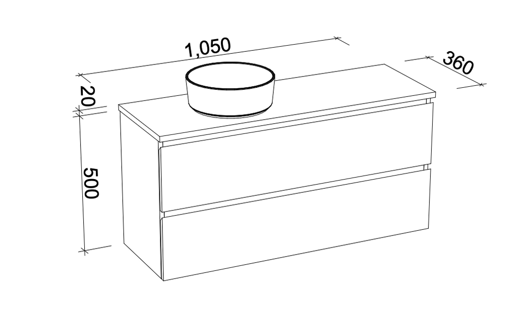 Timberline Billie Wall Hung Vanity with Silksurface Top & Basin