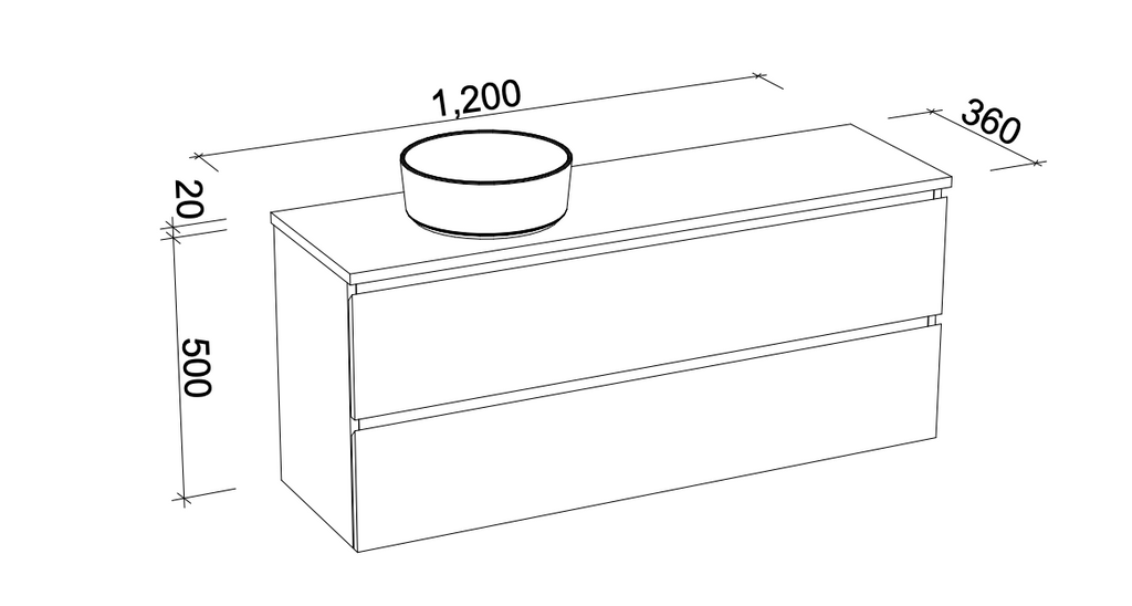 Timberline Billie Wall Hung Vanity with Silksurface Top & Basin