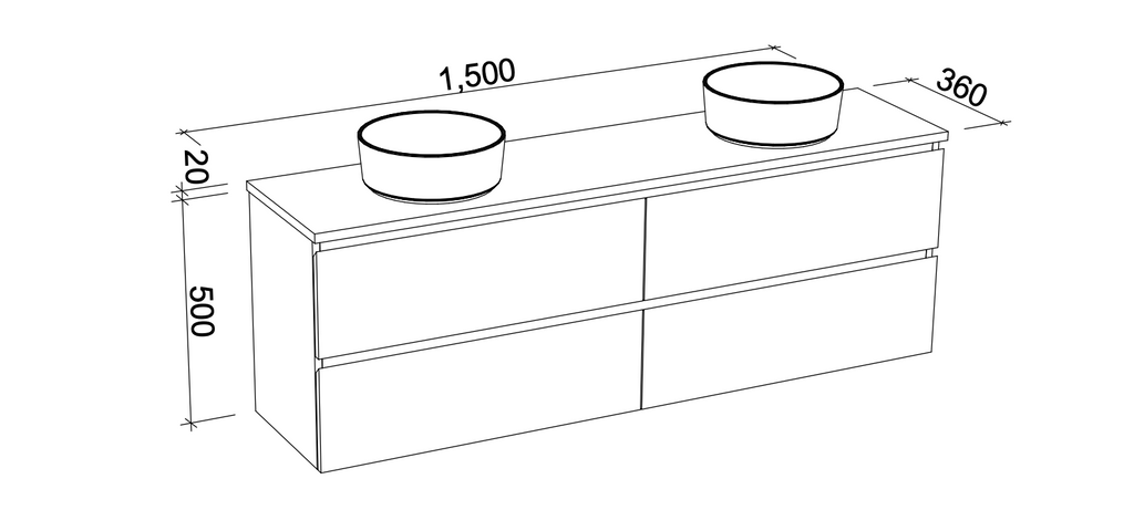 Timberline Billie Wall Hung Vanity with Silksurface Top & Basin