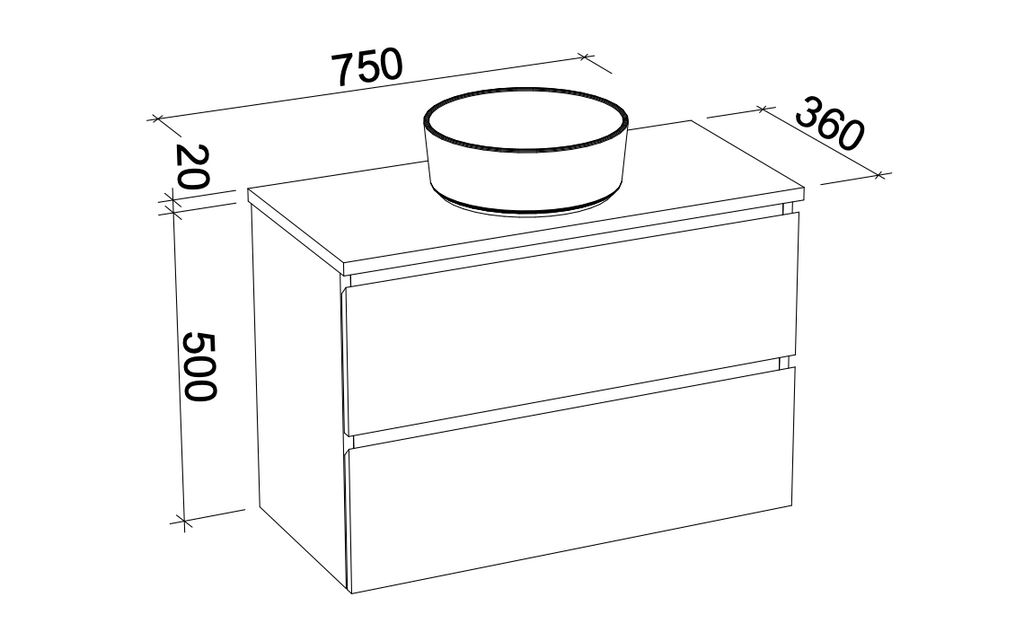 Timberline Billie Wall Hung Vanity with Silksurface Top & Basin