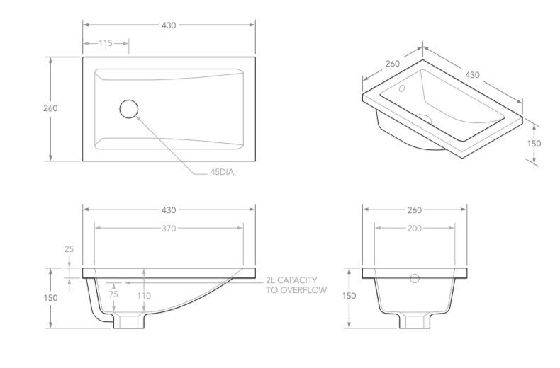 ADP Bo Under Counter Basin - Gloss White - Wellsons