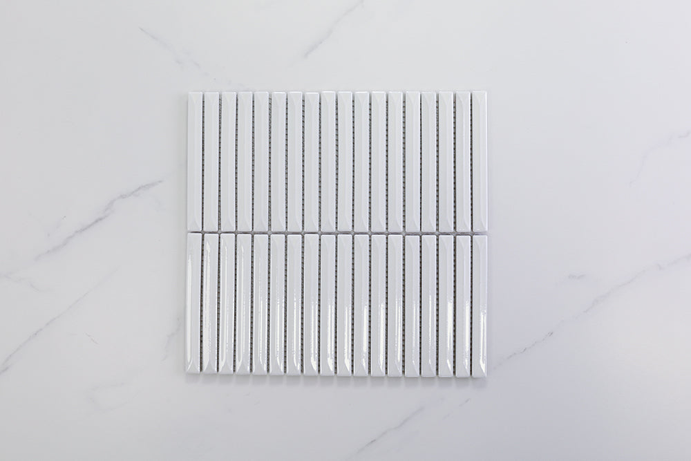 Brinx Kit kat White Gloss Mosaic Tile