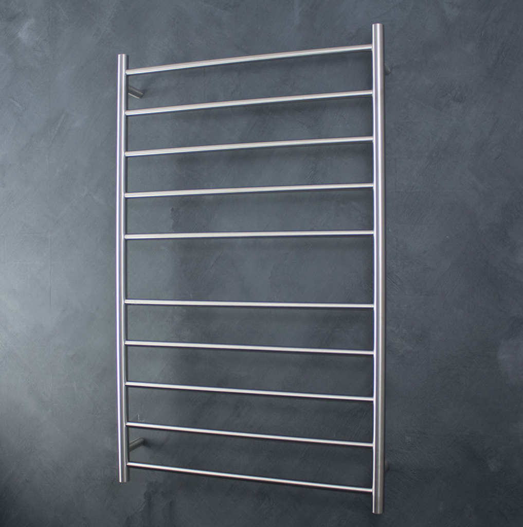 Radiant Heating Round Bars 240V Heated Towel Rails Brushed Satin 750 x 1200