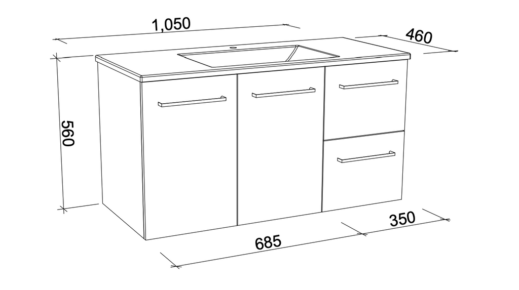 Timberline Carlo Wall Hung Vanity with Alpha Ceramic Top