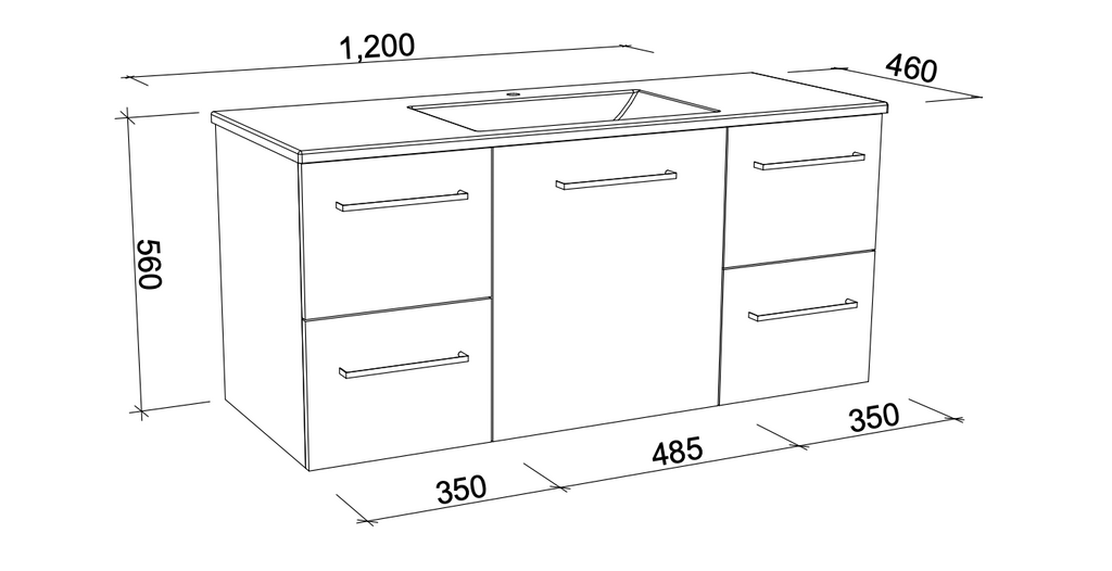 Timberline Carlo Wall Hung Vanity with Alpha Ceramic Top