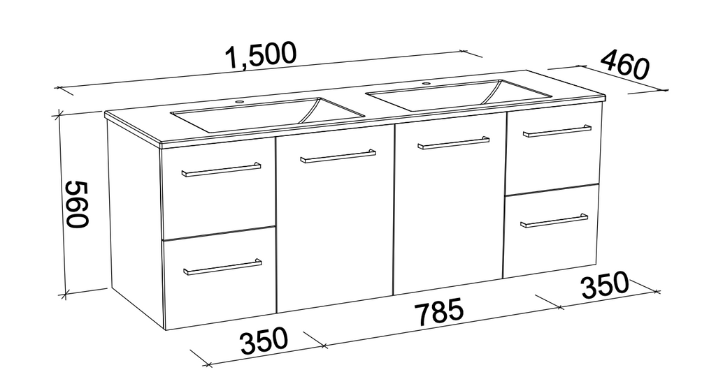 Timberline Carlo Wall Hung Vanity with Alpha Ceramic Top