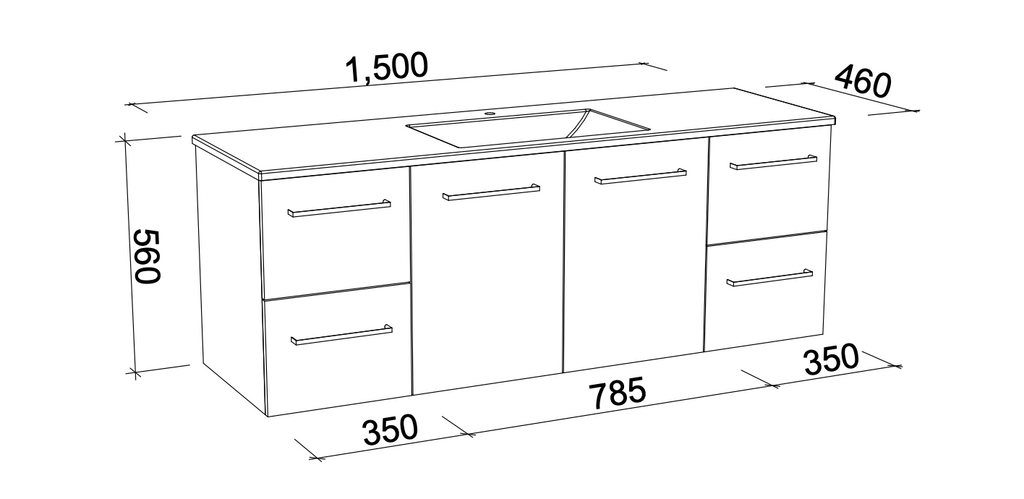 Timberline Carlo Wall Hung Vanity with Alpha Ceramic Top