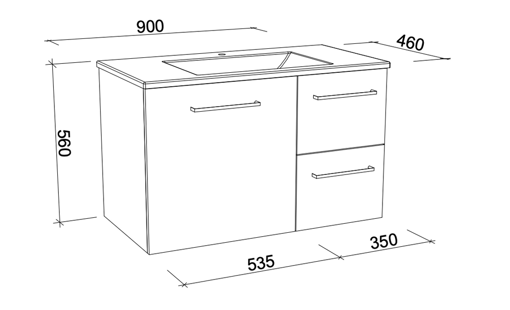 Timberline Carlo Wall Hung Vanity with Alpha Ceramic Top