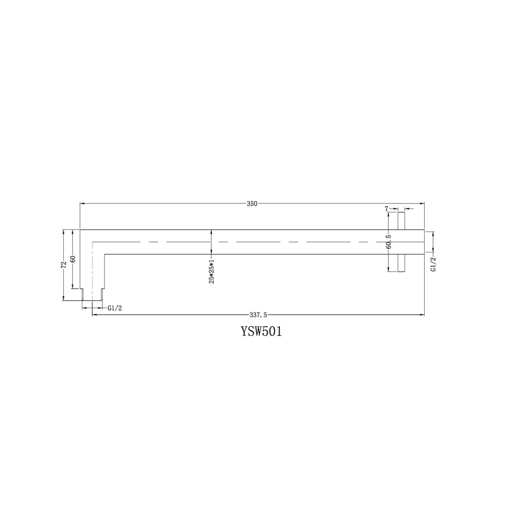 Nero Square Wall Mounted Shower Arm - Brushed Nickel - Wellsons