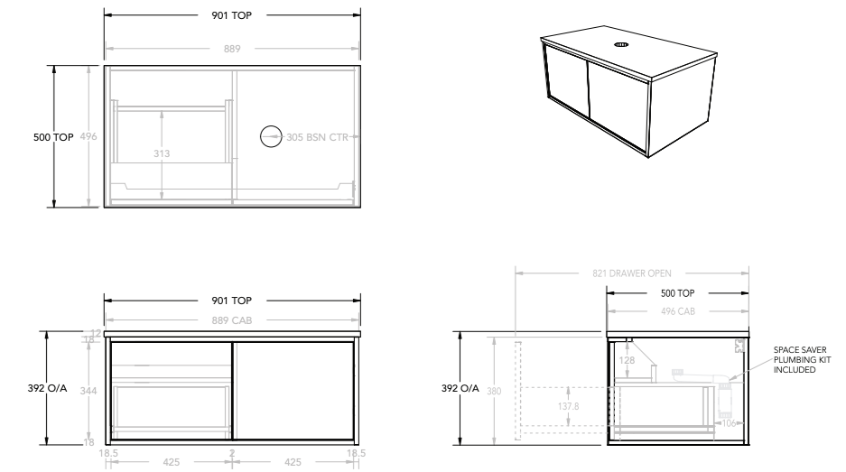 ADP Clifton Wall Hung Vanity - Wellsons