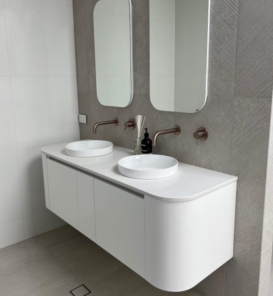 Rifco Contour Wall Hung Vanity with White Corian Top & Basin