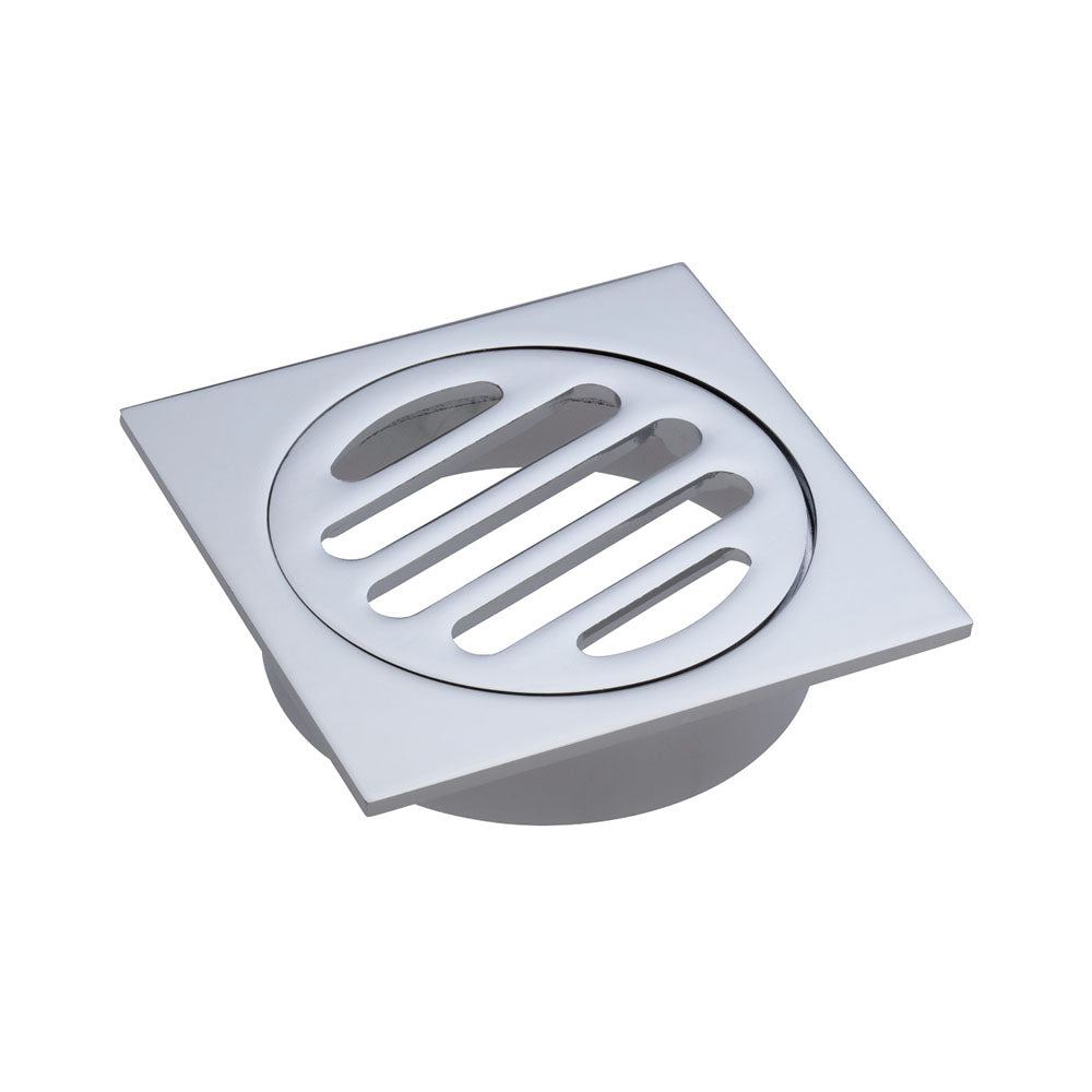 Fienza Square Floor Waste with Round Grate 80mm - Chrome - Wellsons