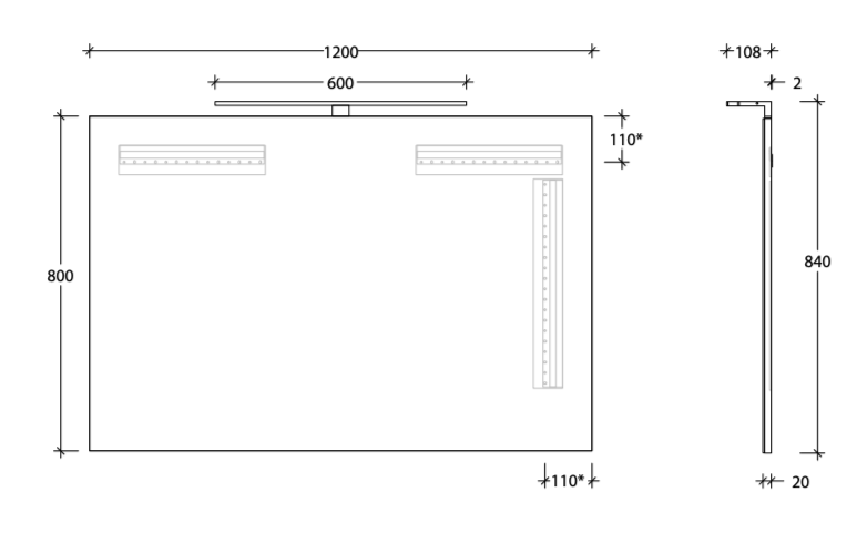 ADP Daylight Mirror with Overhead Chrome Light - Wellsons