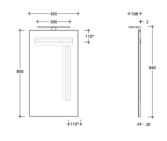 ADP Daylight Mirror with Overhead Matte Black Light - Wellsons