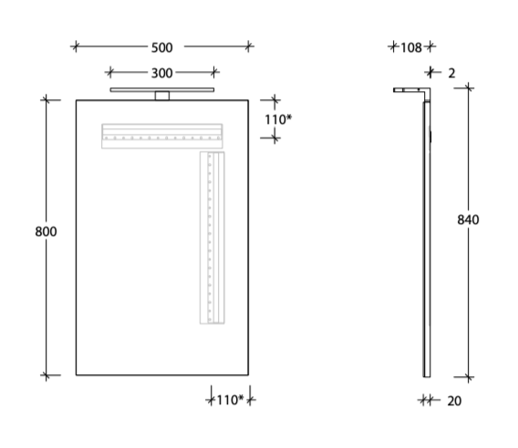 ADP Daylight Mirror with Overhead Chrome Light - Wellsons
