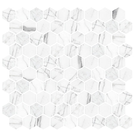 Deca White Honed Hexagon Tile