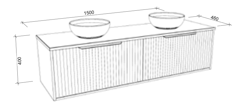 Timberline Elwood Dockland Wall Hung Vanity With Above Counter Basin