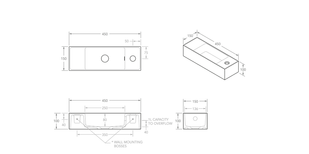 ADP Eon Wall Hung Basin - Matte White - Wellsons