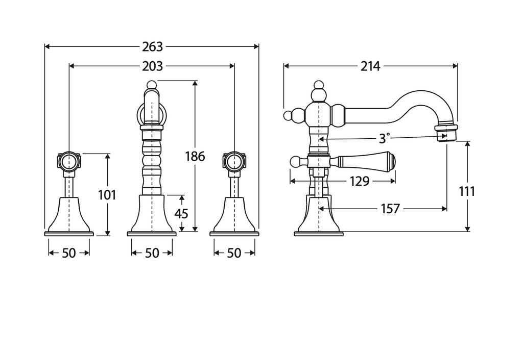Fienza Lillian Shepherds Crook Lever Basin Set - Chrome