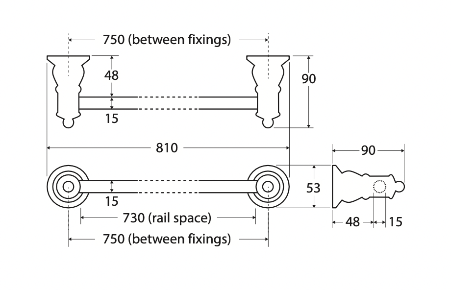 Fienza Lillian Single Towel Rail - Urban Brass