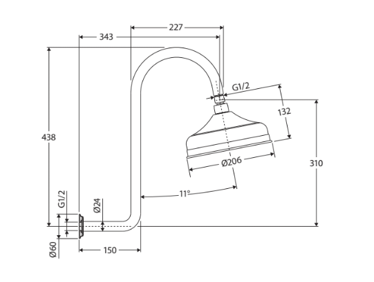 Fienza Lillian Wall Arm Shower Set - Chrome - Wellsons