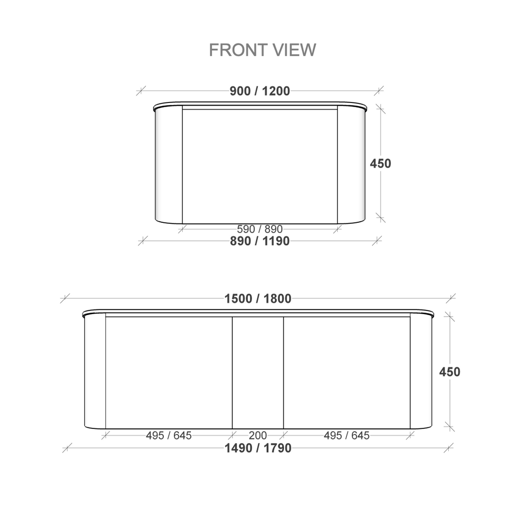 Rifco Contour Wall Hung Vanity with White Corian Top & Basin
