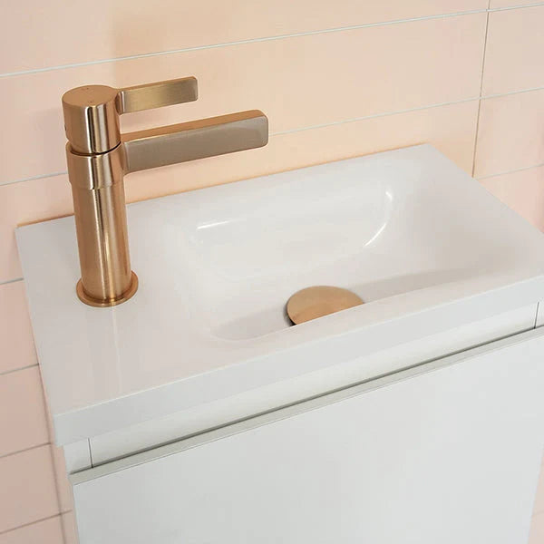 ADP Glacier Mini Floor Mounted Small Vanity With Cast Marble Top - Lite