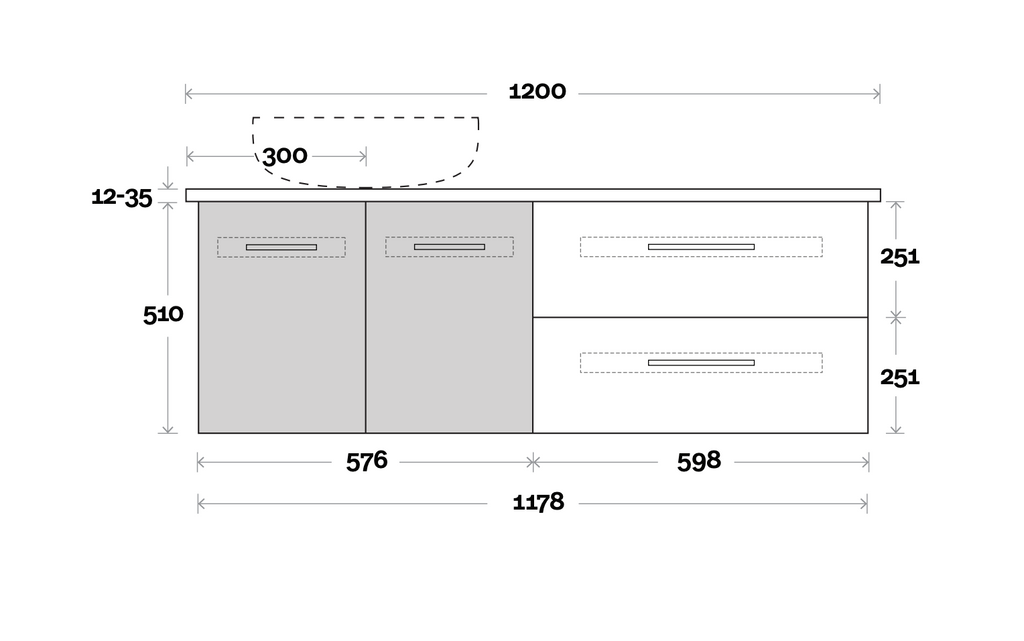 Marquis Gold Wall Hung Vanity - Wellsons