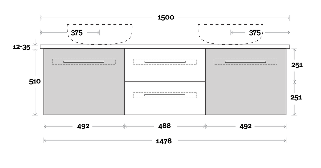 Marquis Gold Wall Hung Vanity - Wellsons