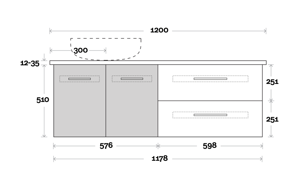 Marquis Gold Wall Hung Vanity - Wellsons