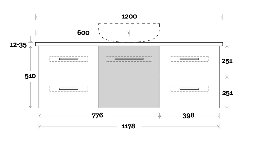 Marquis Gold Wall Hung Vanity - Wellsons