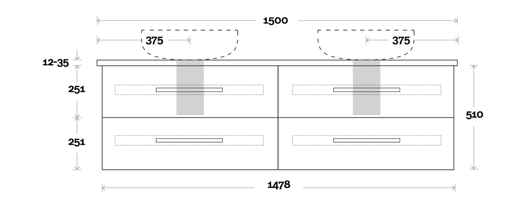 Marquis Gold Wall Hung Vanity - Wellsons
