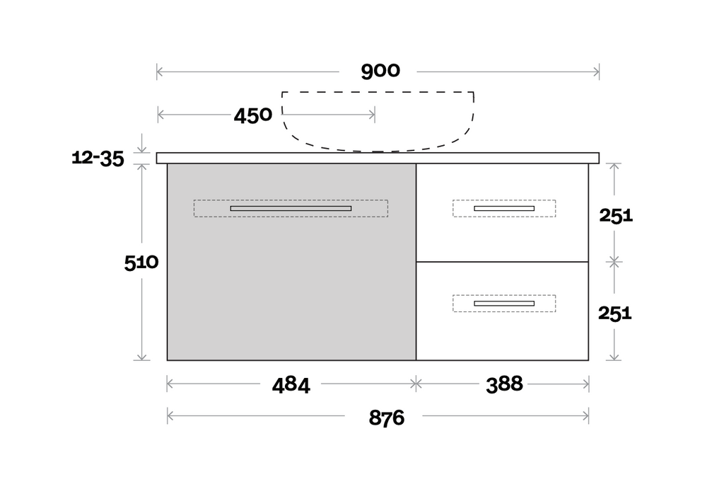 Marquis Gold Wall Hung Vanity - Wellsons