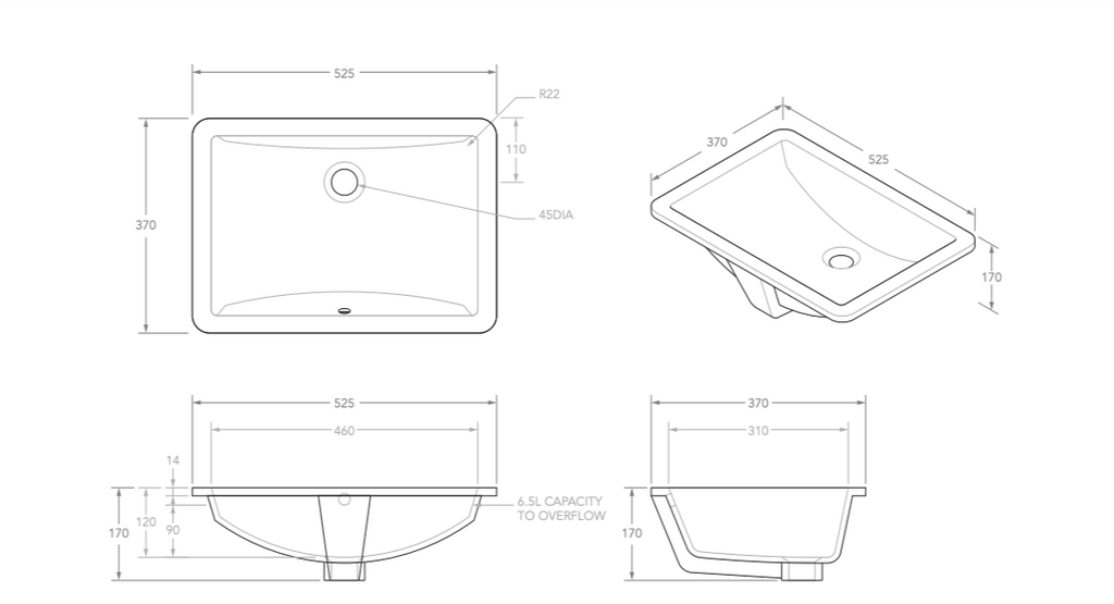 ADP Gravity Under Counter Basin - Gloss White - Wellsons