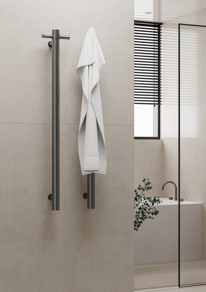 Nero Heated Vertical Towel Rail - Graphite