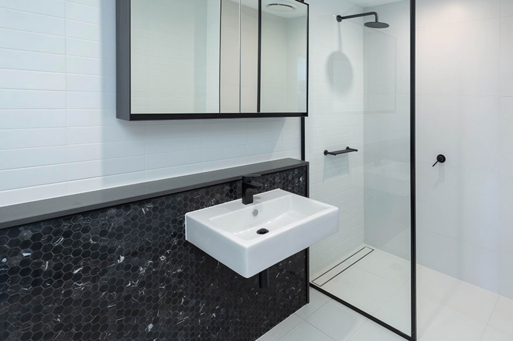 Deca Black Honed Hexagon Tile