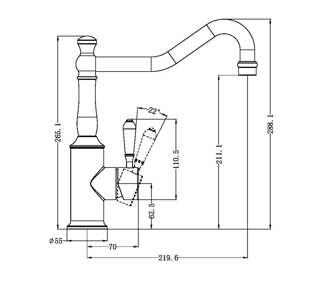 Nero York Kitchen Mixer Hook Spout - Matte Black