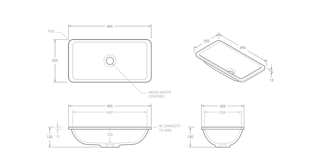 ADP Hope Solid Surface Under Counter Basin - Gloss White - Wellsons