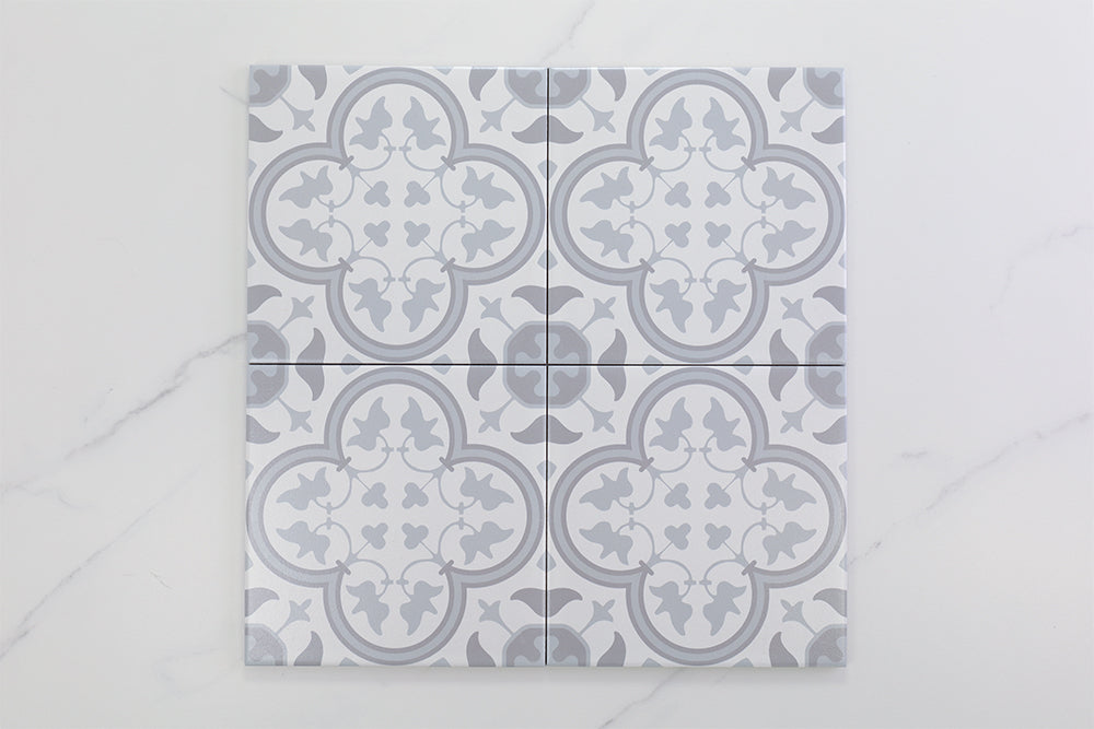Indigo Light Grey Matt Encaustic Look Tile