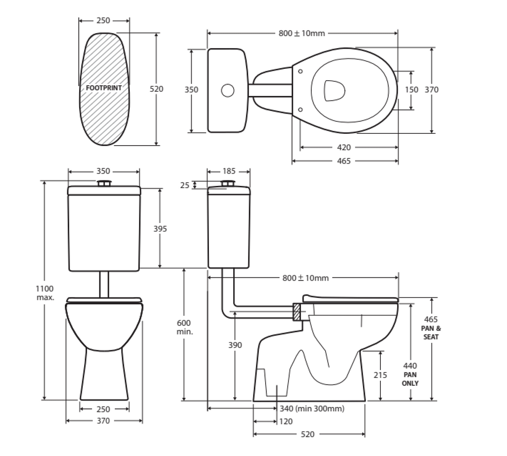 Fienza Stella Care Blue Adjustable Link Suite - Wellsons